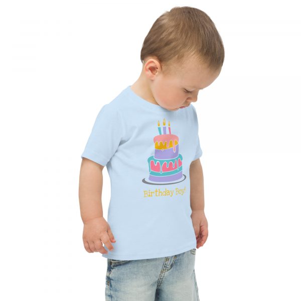 Custom birthday shirt for toddler boy or girl in light blue color
