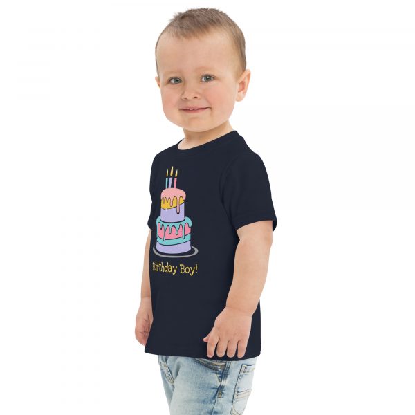 Custom birthday shirt for toddler in navy blue color