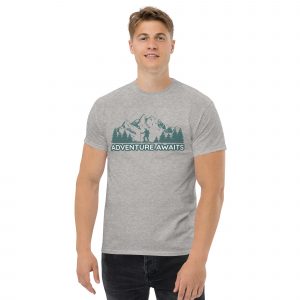 Stylish outdoor adventure t-shirt for hikers in grey color Stylish outdoor adventure t-shirt for hikers in grey color