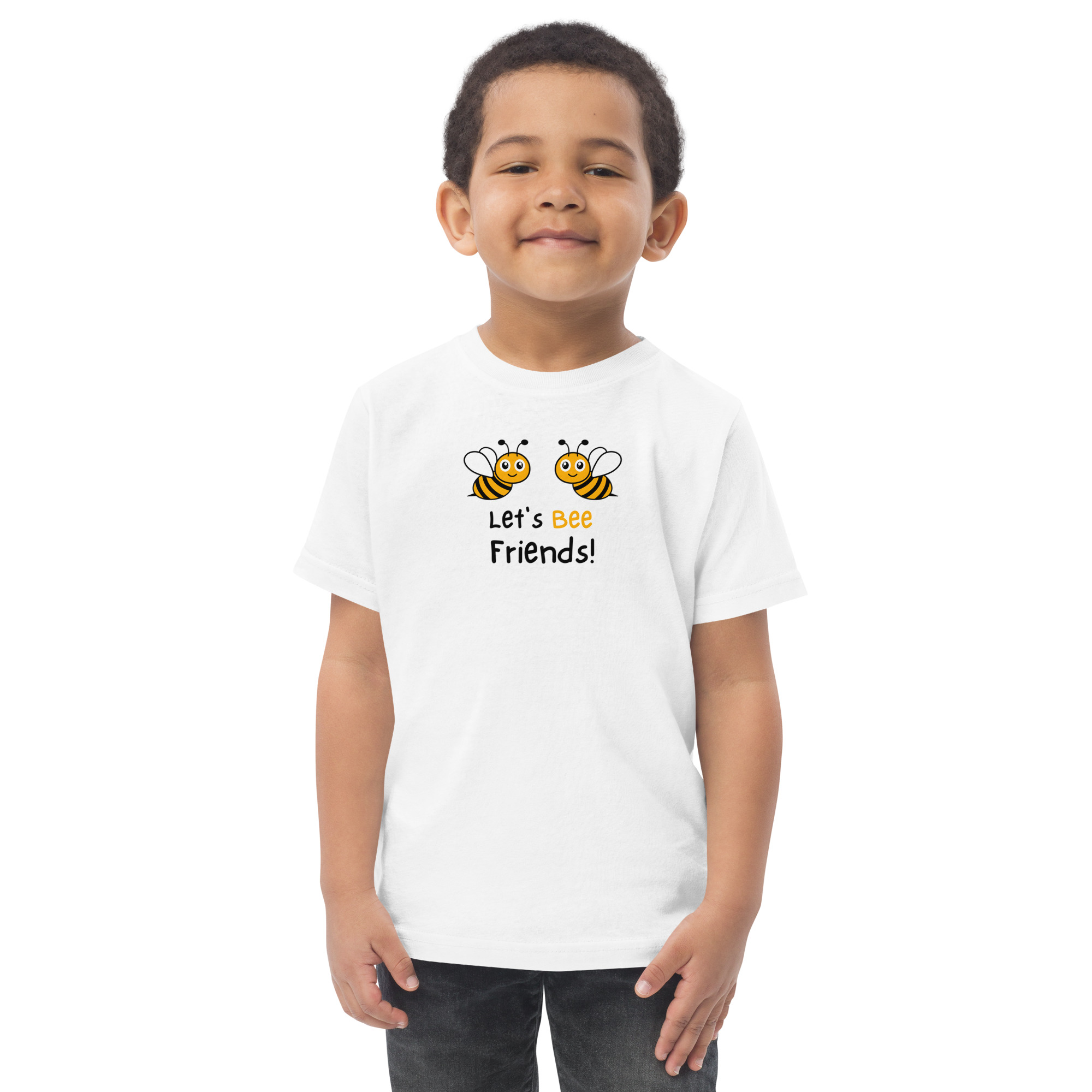 toddler-jersey-t-shirt-white-front-68436839e8811.jpg Let's Bee Friend or Personalized Toddler T-Shirt | Soft Cotton Tee for Kids
