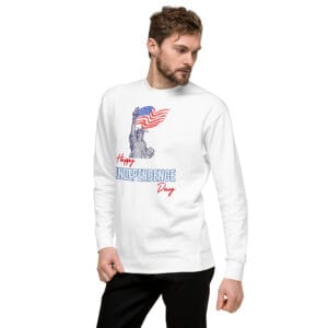 unisex-premium-sweatshirt-white-left-front-6857089d8bbca.jpg USA Independence Day Sweatshirt | Patriotic 4th of July Crewneck