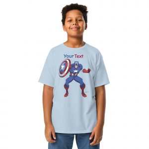 youth-classic-tee-light-blue-front-68532e812ee59.jpg Captain America T-Shirt | Bold Superhero Graphic Tee for Marvel Fans