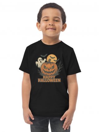 Scary Halloween Pumpkin Illustration | Ghost, Bats & Haunted Night Design