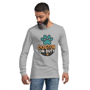 unisex-long-sleeve-tee-athletic-heather-front-68daf235a2571.jpg Dogtor on Duty | Funny Vet Pun Dog Lover T-Shirt