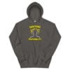 Shocking Personality design on charcoal heather hoodie, bold yellow lightning, unisex fit