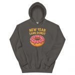 Stack of New Year Same Donut hoodies color options military green.