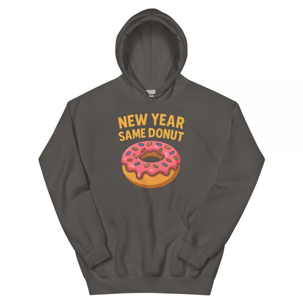 Stack of New Year Same Donut hoodies color options military green.