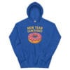 Stack of New Year Same Donut hoodies colour royal blue option.