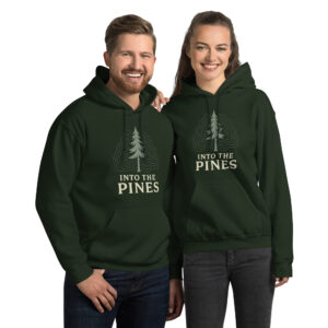 Into the Pines Hoodie | Minimal Pine Tree Nature Graphic
